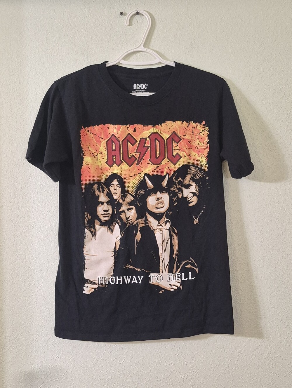 AC/DC Black Short Sleeve Tee with Red and Orange Graphic